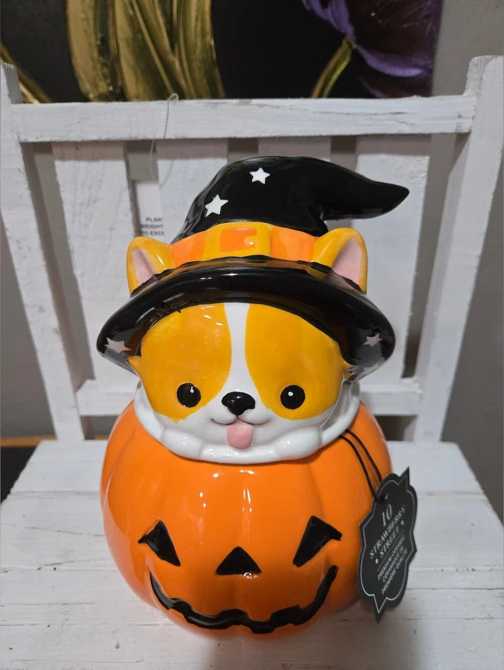 10 Strawberry Street Halloween Corgi Cookie Jar
